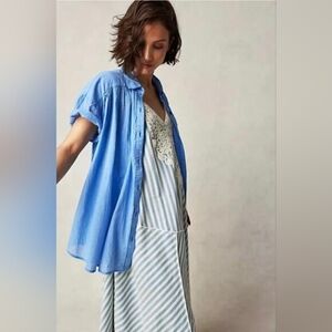 NWT Free People We The Free Float Away Shirt, XL, Blue